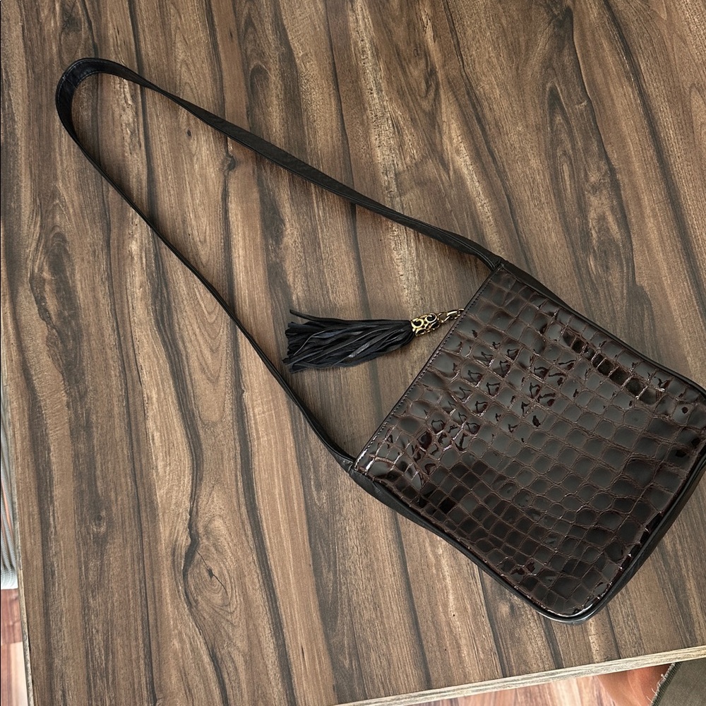 Brown Crocodile Embossed Crossbody/Shoulder Bag